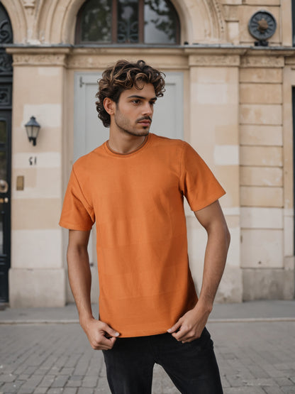 Celio* Men Brown Solid Regular Fit Cotton T-Shirts