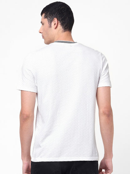 Celio Men White Solid Regular Fit Cotton T-Shirts