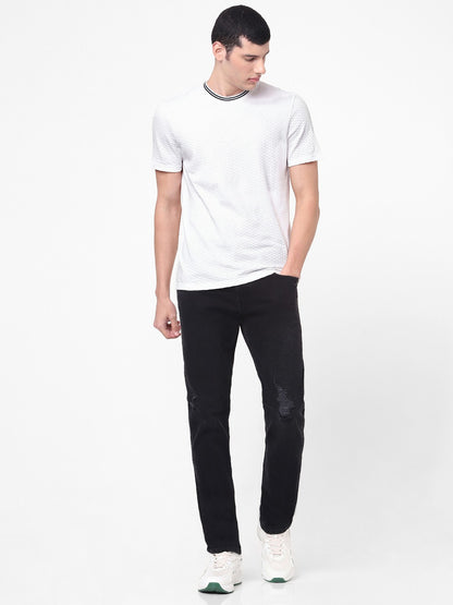 Celio Men White Solid Regular Fit Cotton T-Shirts