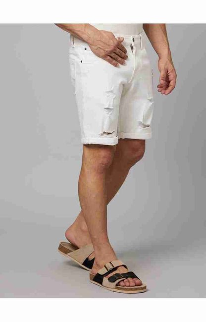 White Regular Fit Shorts