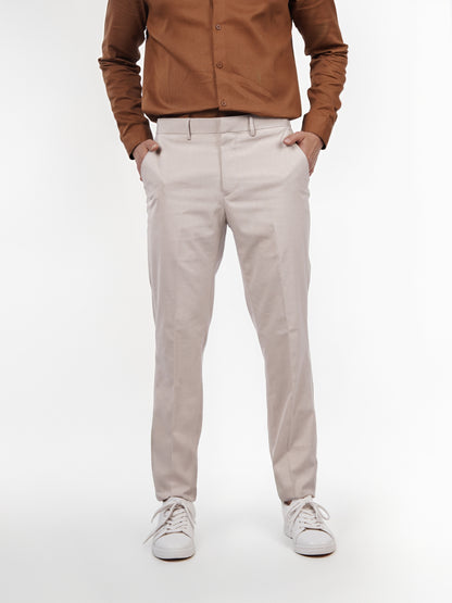 Celio* Men Beige Solid Slim Fit Polyester Trouser