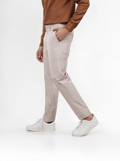 Celio* Men Beige Solid Slim Fit Polyester Trouser