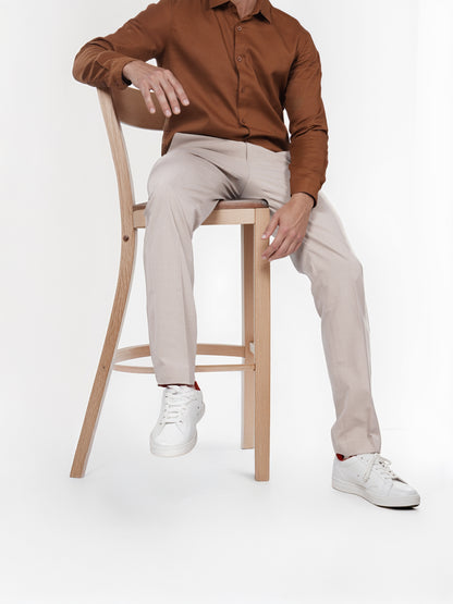 Celio* Men Beige Solid Slim Fit Polyester Trouser