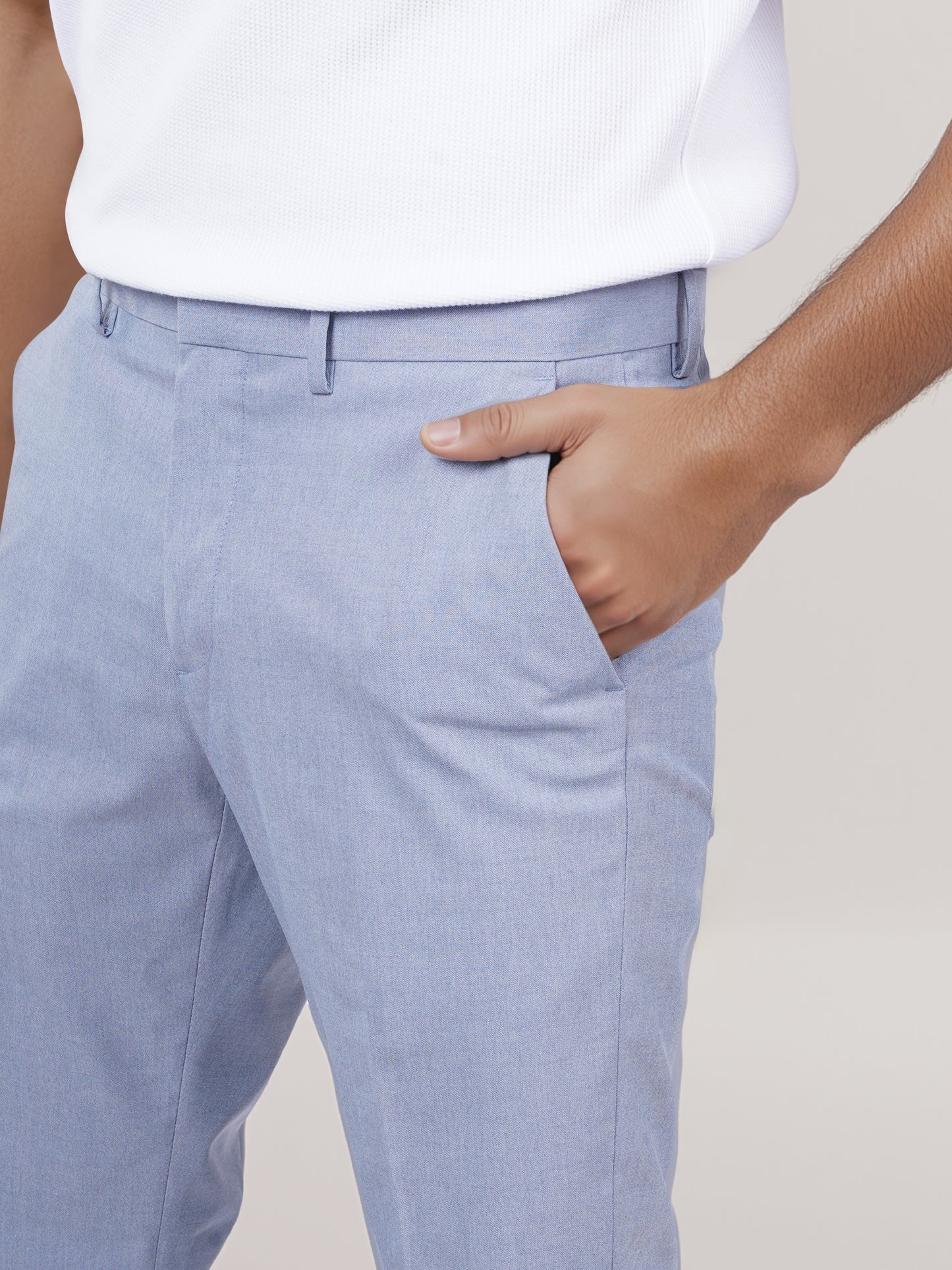 Celio* Men Blue Solid Slim Fit Polyester Trouser