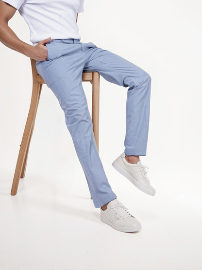 Celio* Men Blue Solid Slim Fit Polyester Trouser