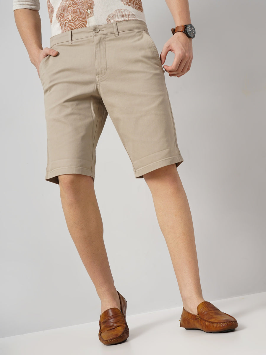 Celio* Men Beige Cotton Solid Loose Shorts