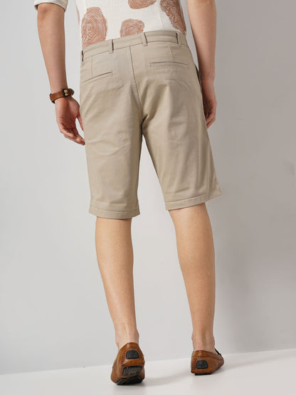 Beige Regular Fit Shorts