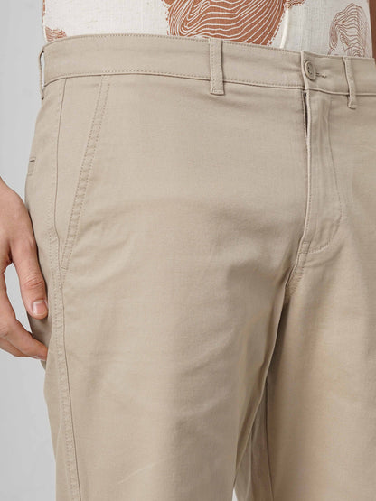 Beige Regular Fit Shorts