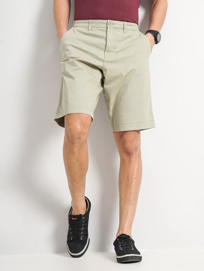 Celio* Cotton Regular Fit Green Shorts