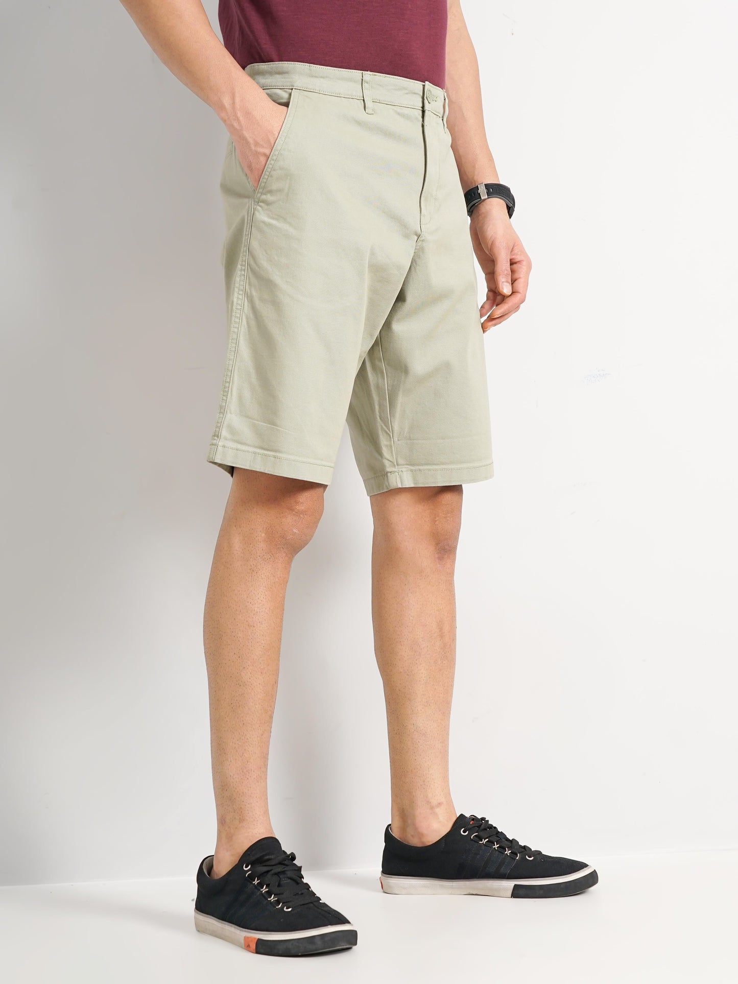 Green Regular Fit Shorts