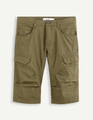 Regular Fit 100% Cotton Cargo Trousers - Olive Green