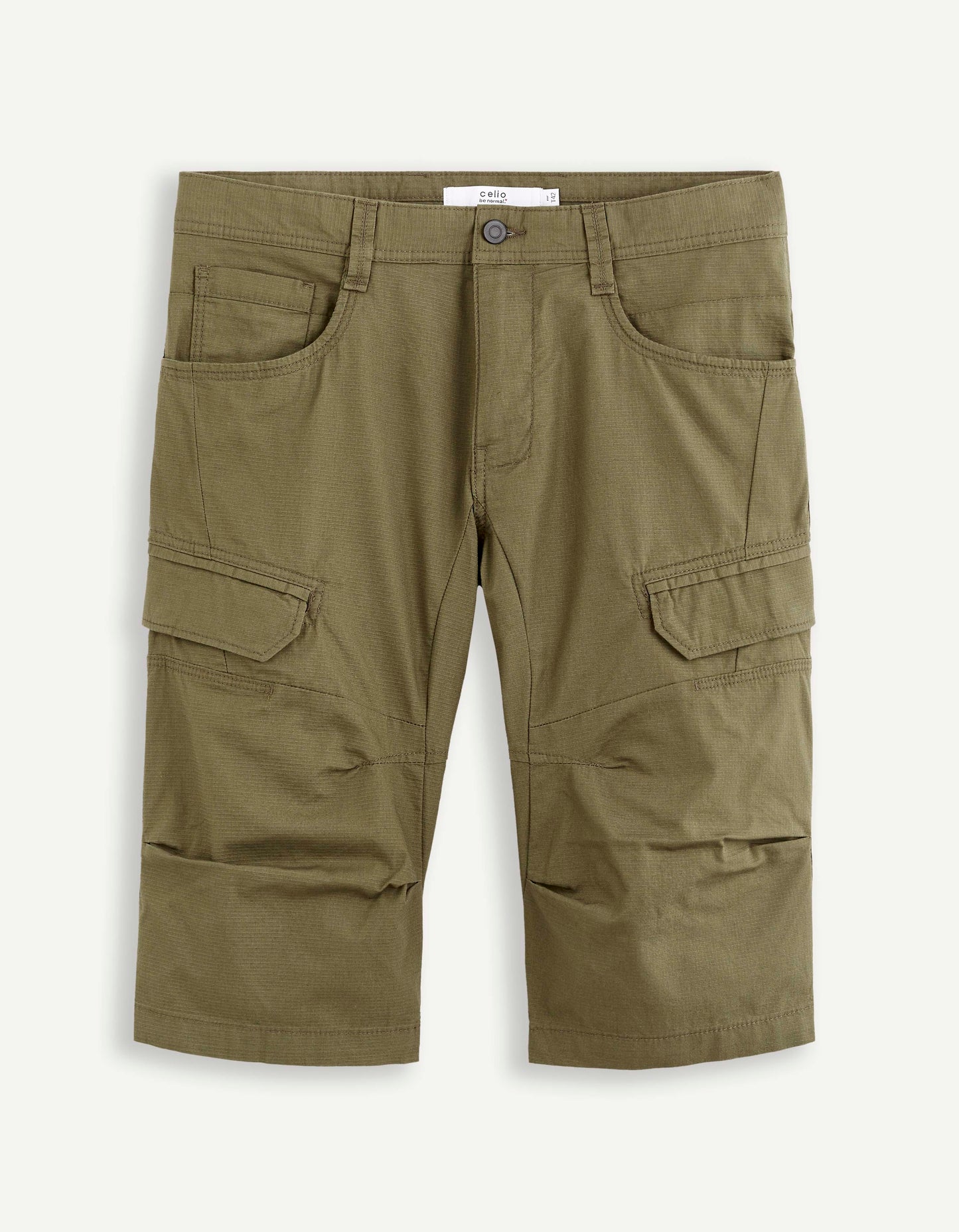 Regular Fit 100% Cotton Cargo Trousers - Olive Green