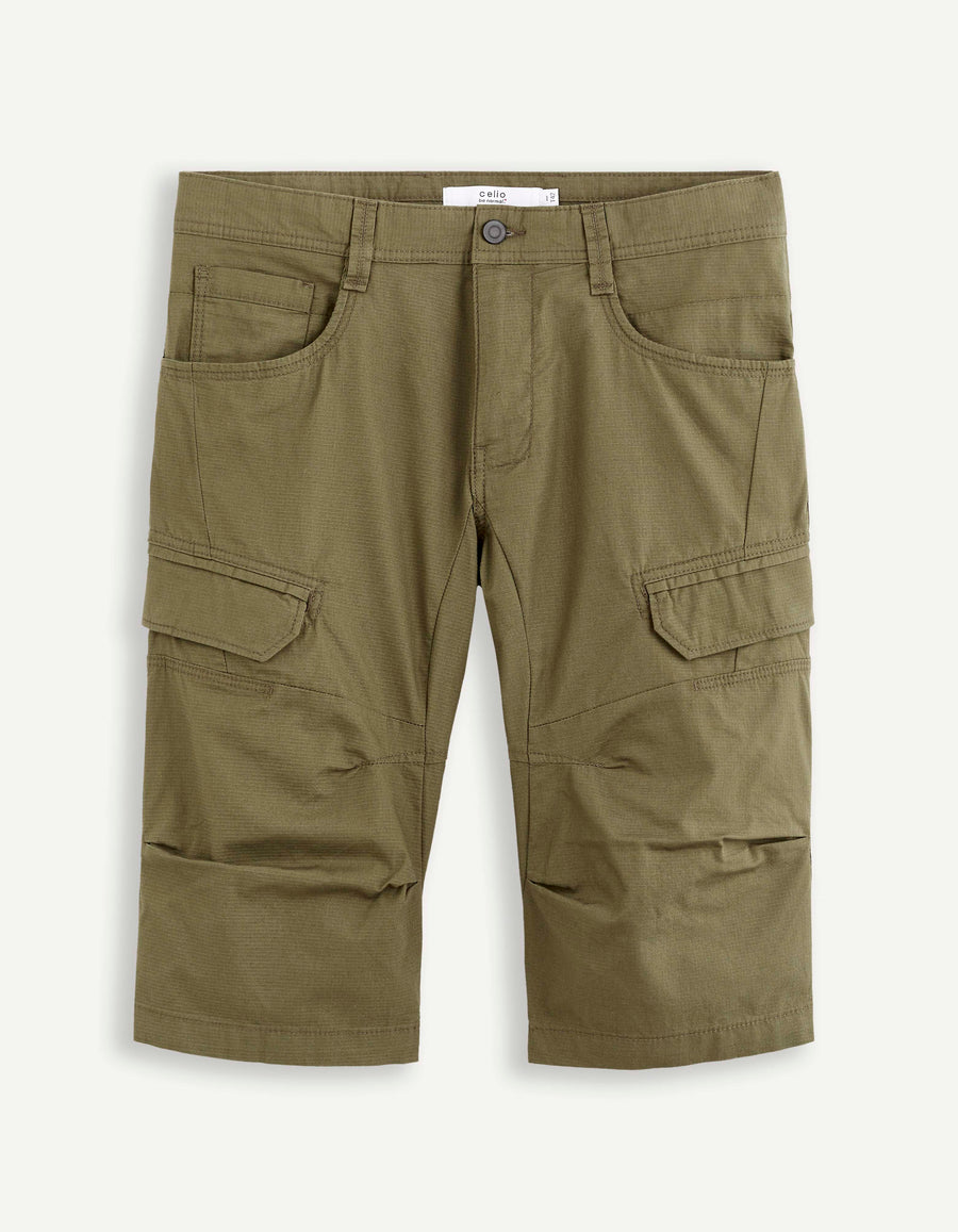 Regular Fit 100% Cotton Cargo Trousers - Olive Green