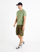 Regular Fit 100% Cotton Cargo Trousers - Olive Green