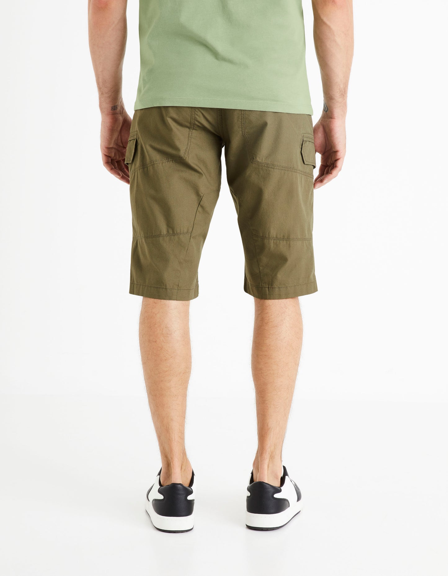Regular Fit 100% Cotton Cargo Trousers - Olive Green