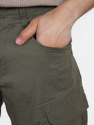 Celio* Regular Fit-100% Cotton Cargo Bermuda-Olive/Khaki