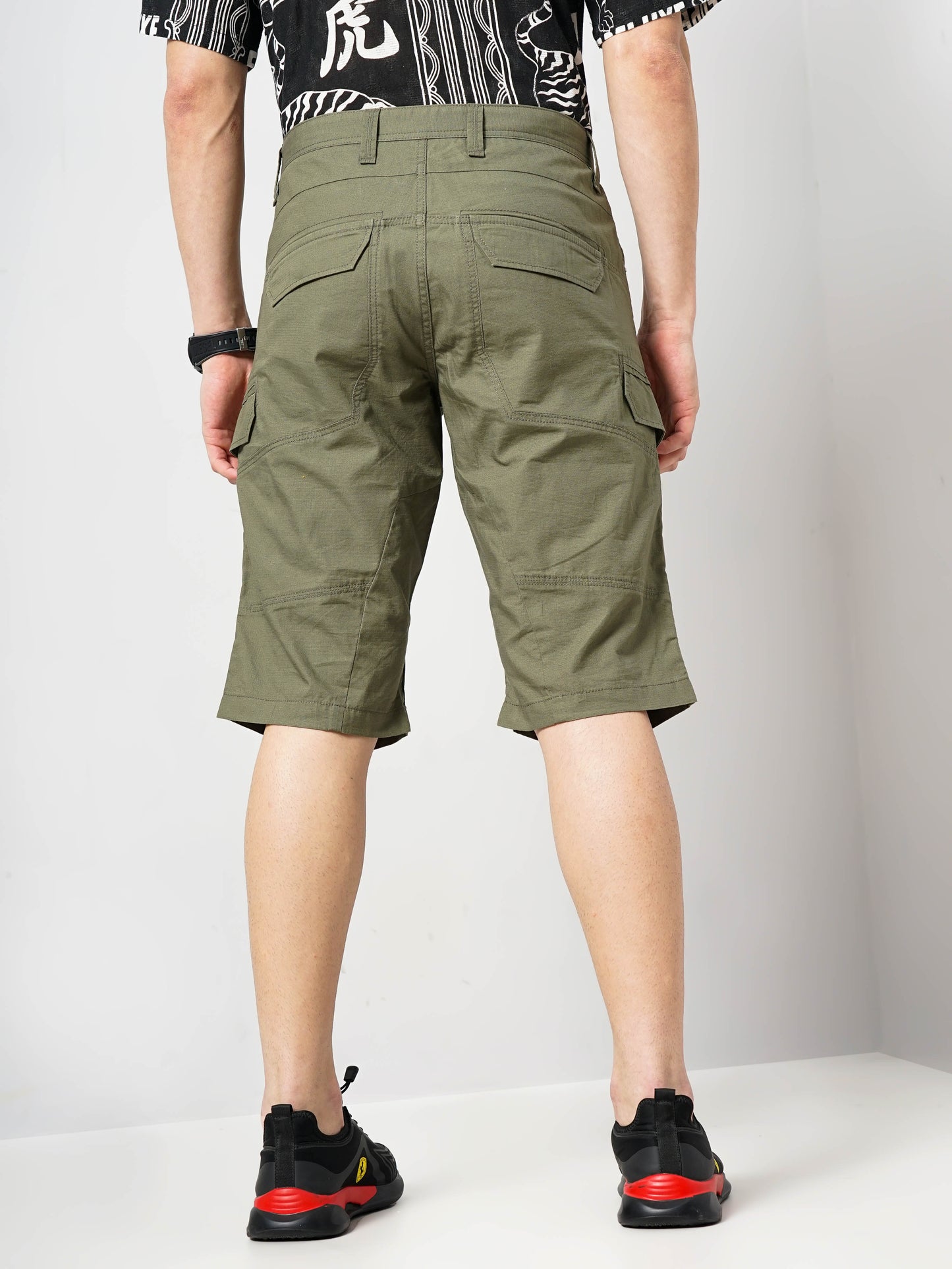 Olive Regular Fit Shorts