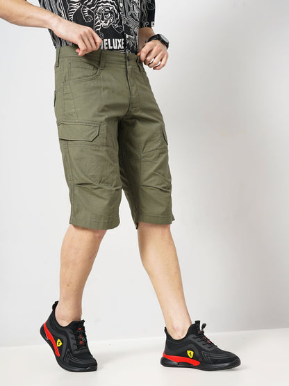 Olive Regular Fit Shorts