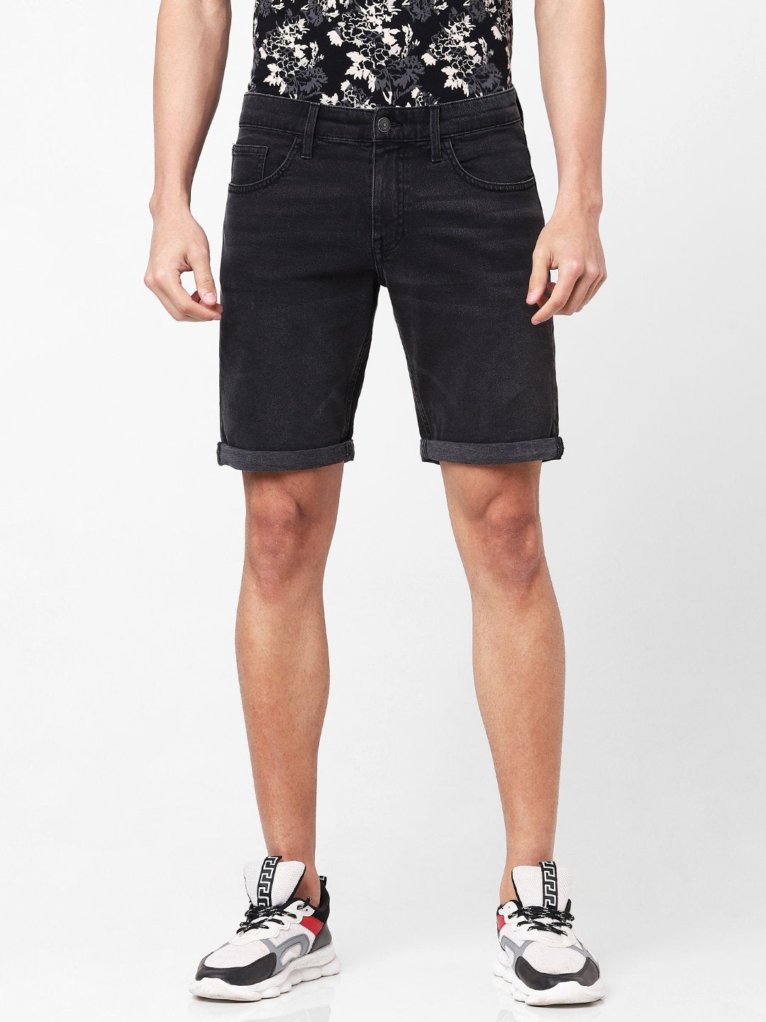 Celio Men Black Solid Regular Fit Cotton Shorts
