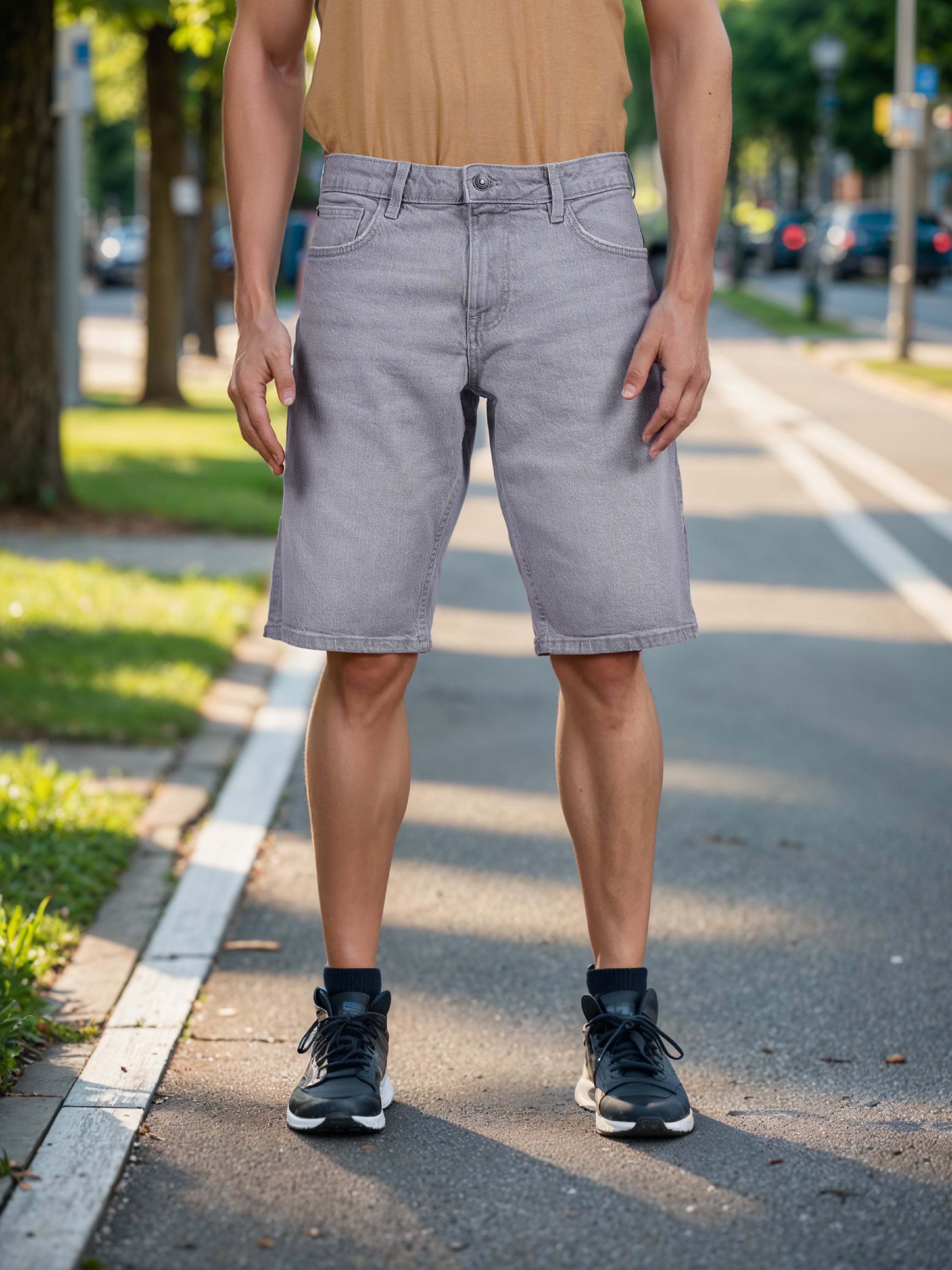 Celio* Cotton Regular Fit Grey Bermuda