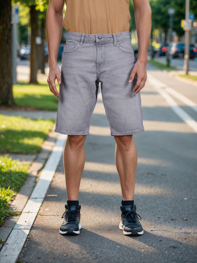 Celio* Cotton Regular Fit Grey Bermuda