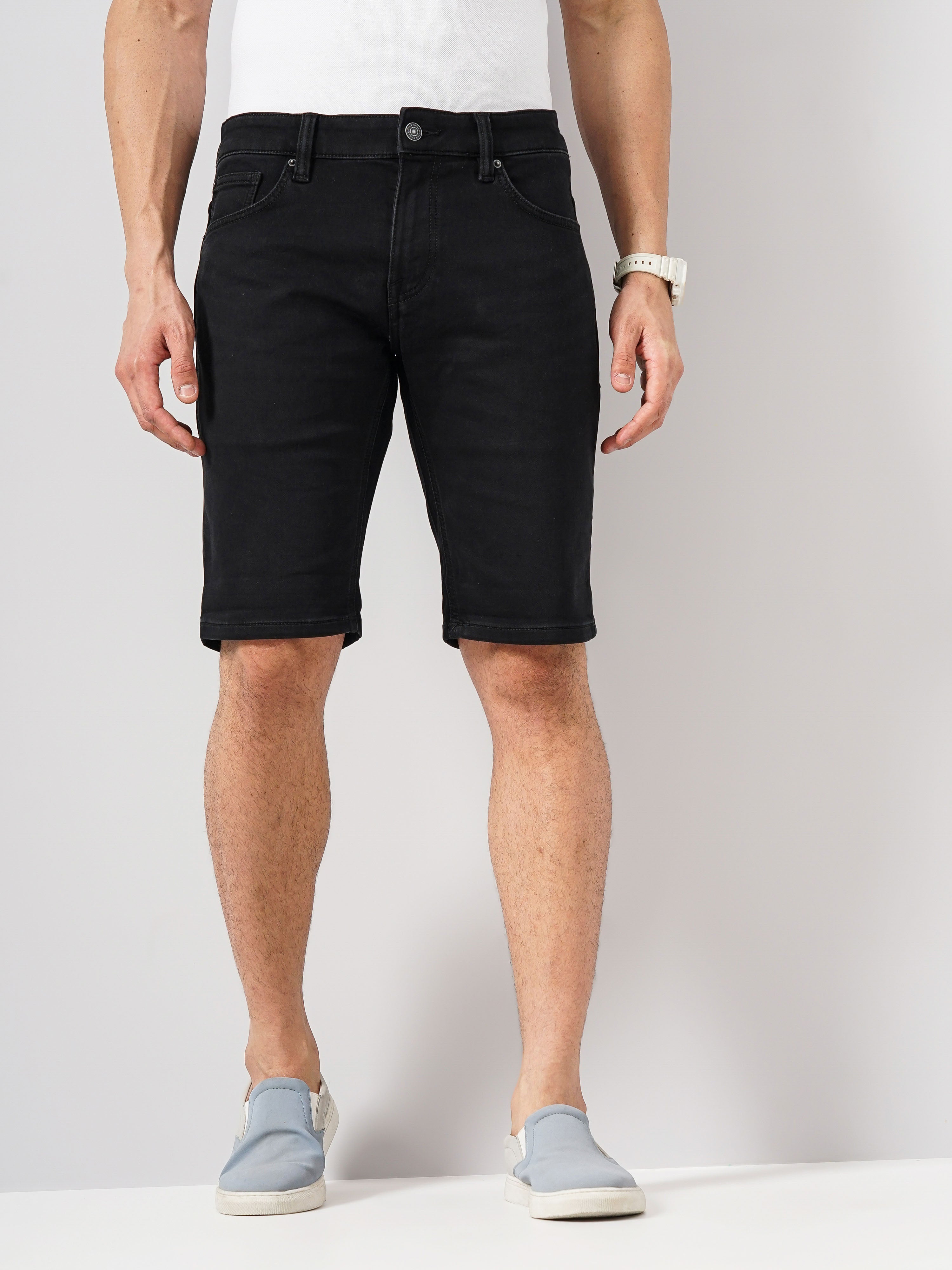 Black Regular Fit Shorts