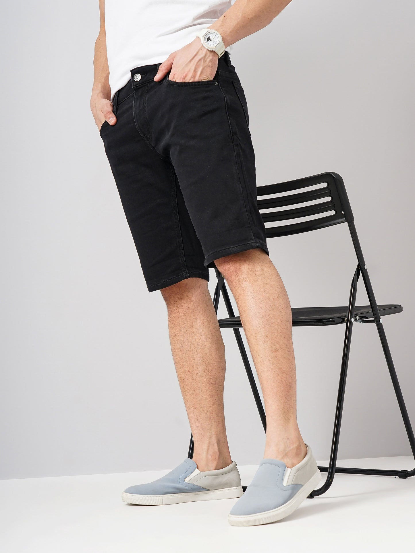 Black Regular Fit Shorts