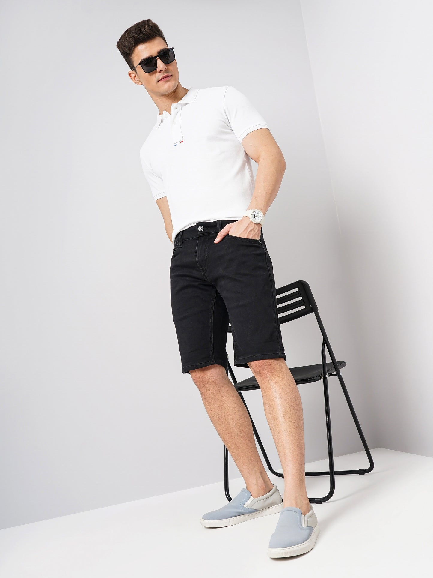 Black Regular Fit Shorts