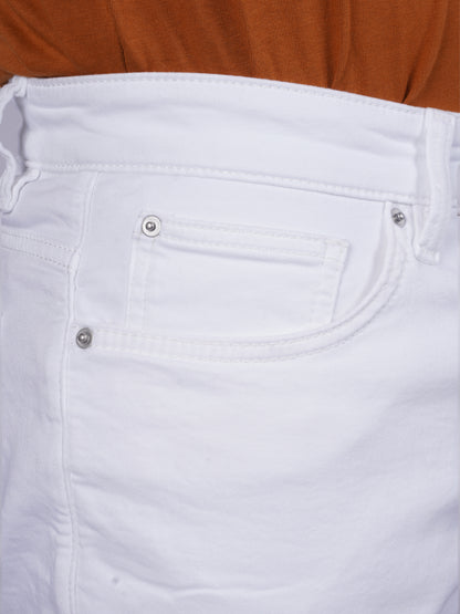 Celio* Cotton-Blend Regular Fit White Bermuda