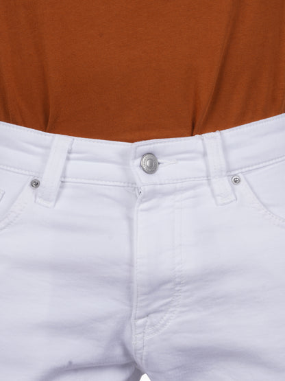 Celio* Cotton-Blend Regular Fit White Bermuda