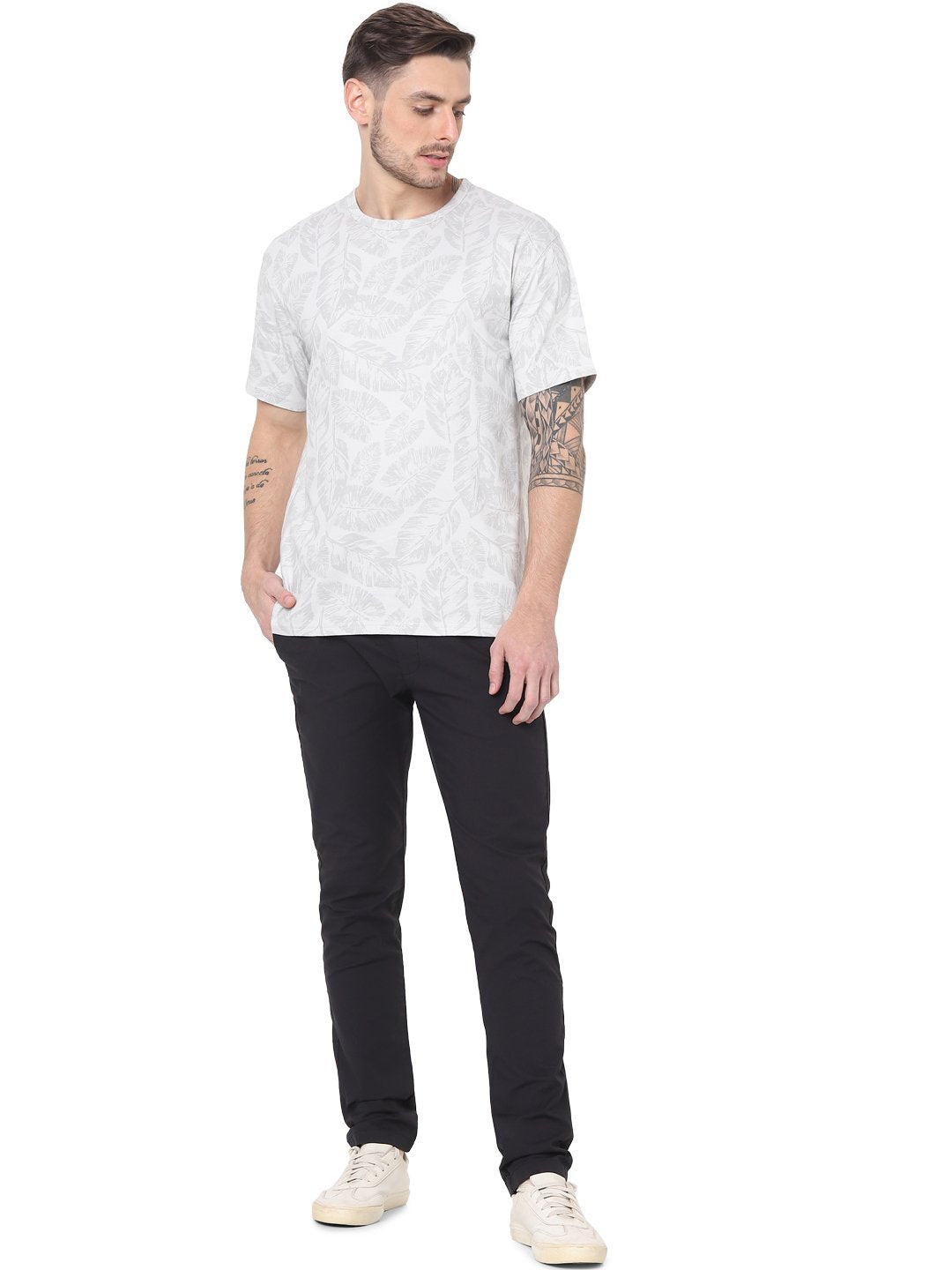 Celio* Men Black Solid Slim Fit Cotton Trousers