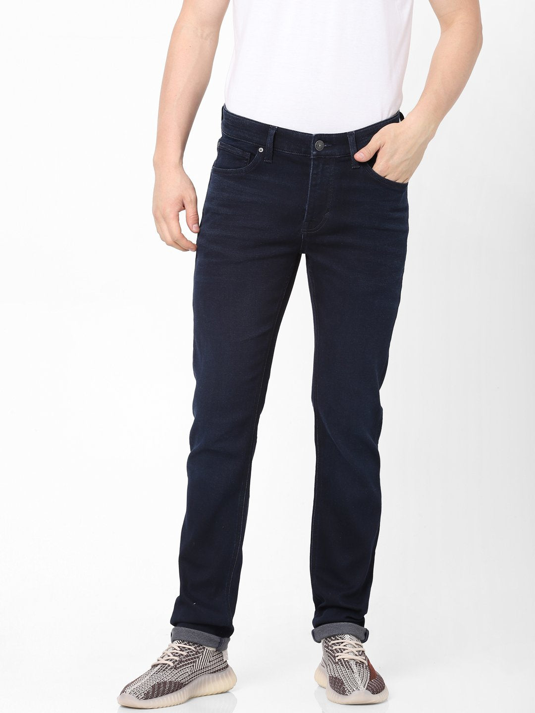 Celio* Men Blue Solid Slim Fit Cotton-Blend Jeans