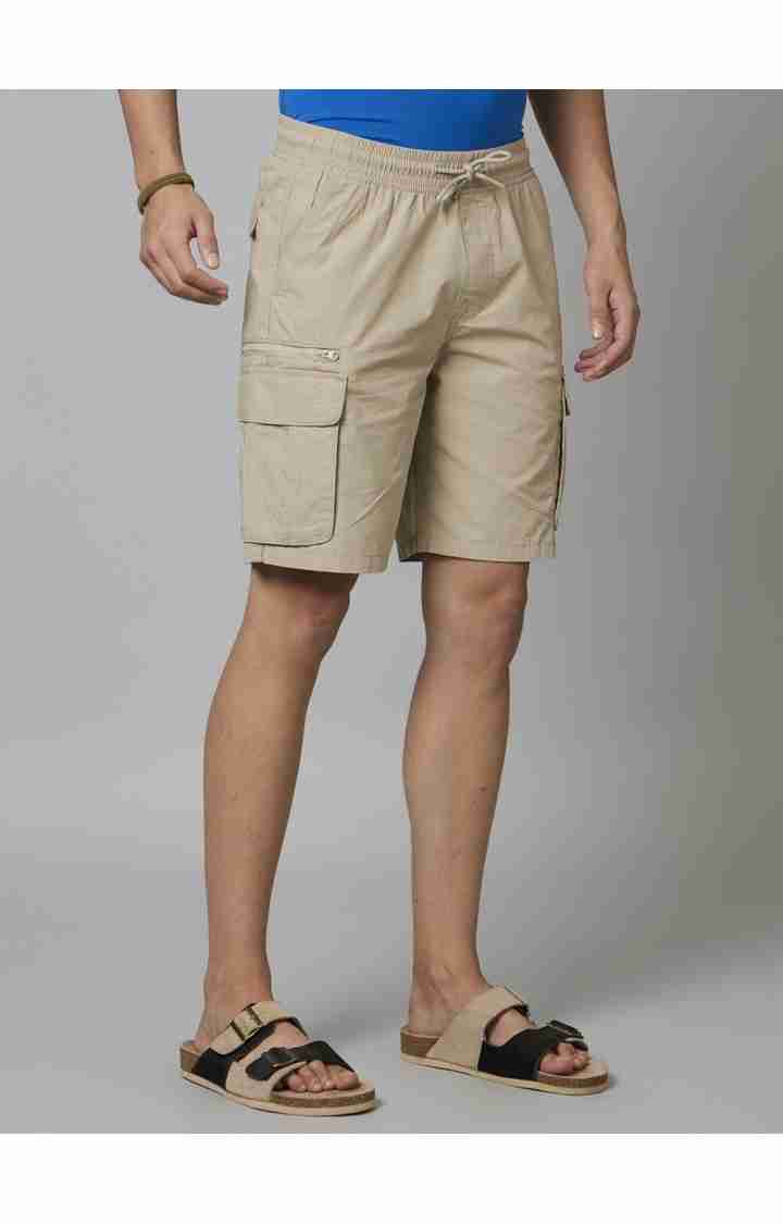 Beige Regular Fit Shorts