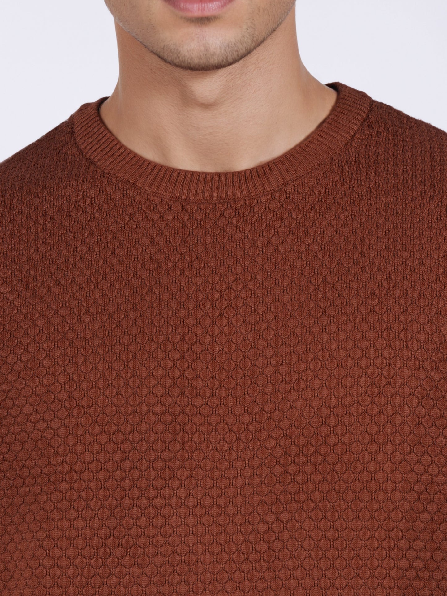 Celio* Men Brown Solid Regular Fit Cotton T-Shirts