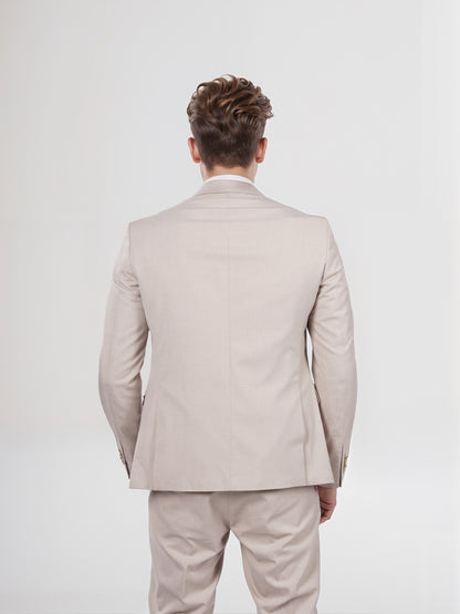 Celio* Men Beige Solid Slim Fit Polyester Blend Jacket