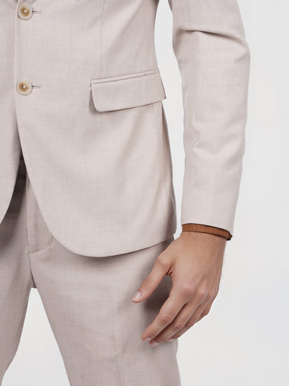 Celio* Men Beige Solid Slim Fit Polyester Blend Jacket