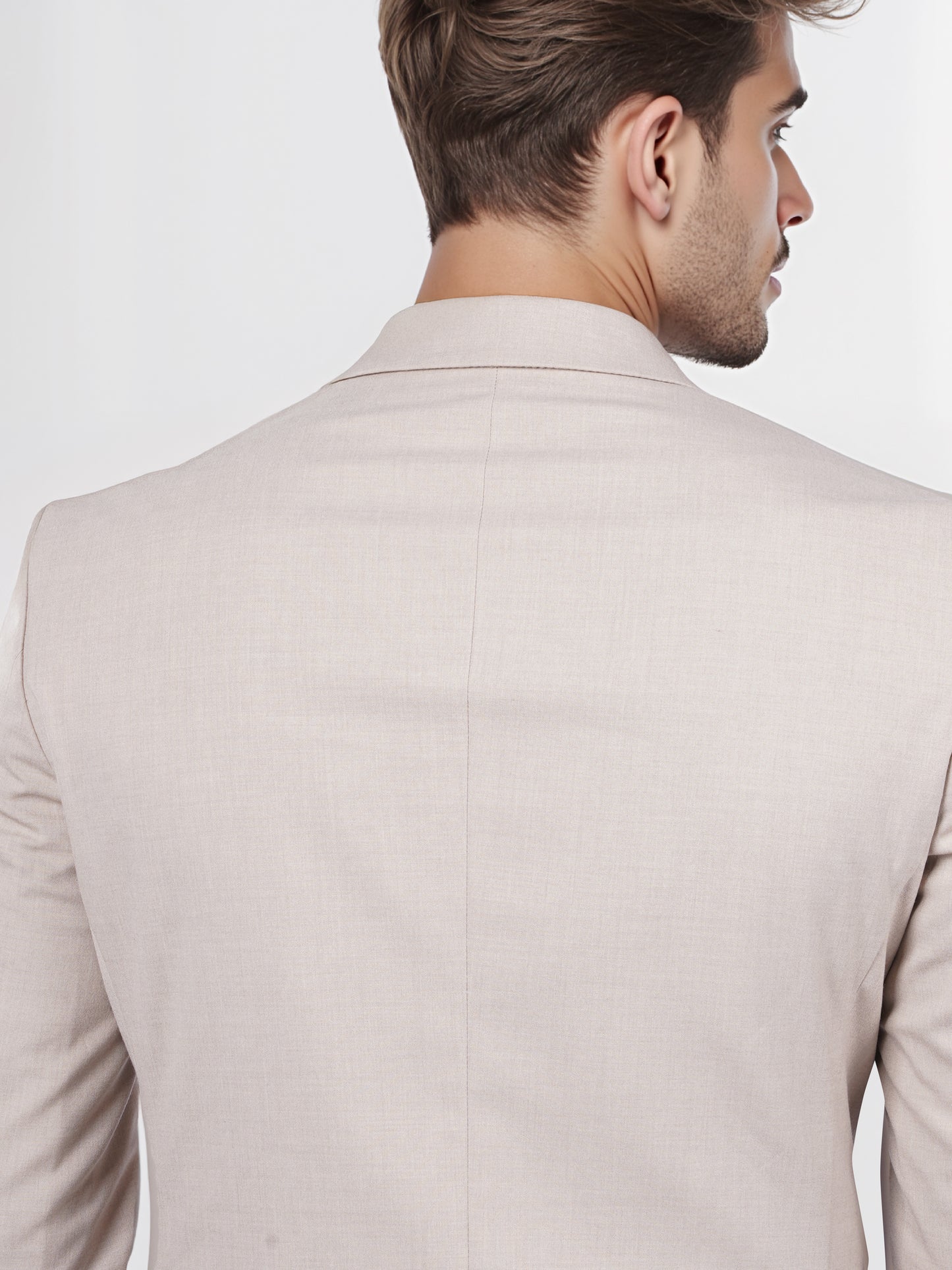 Celio* Men Beige Solid Slim Fit Polyester Blend Jacket