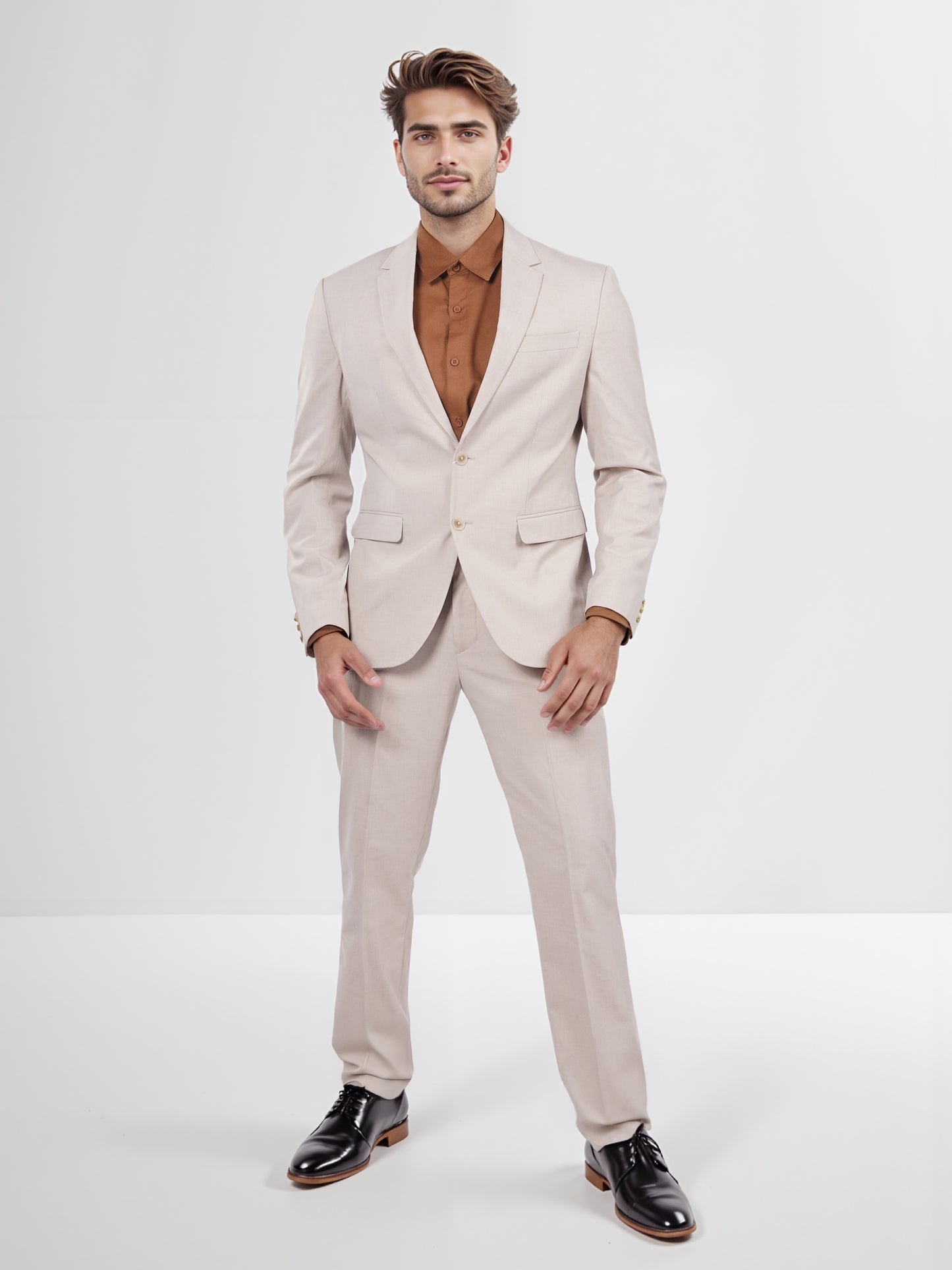 Celio* Men Beige Solid Slim Fit Polyester Blend Jacket