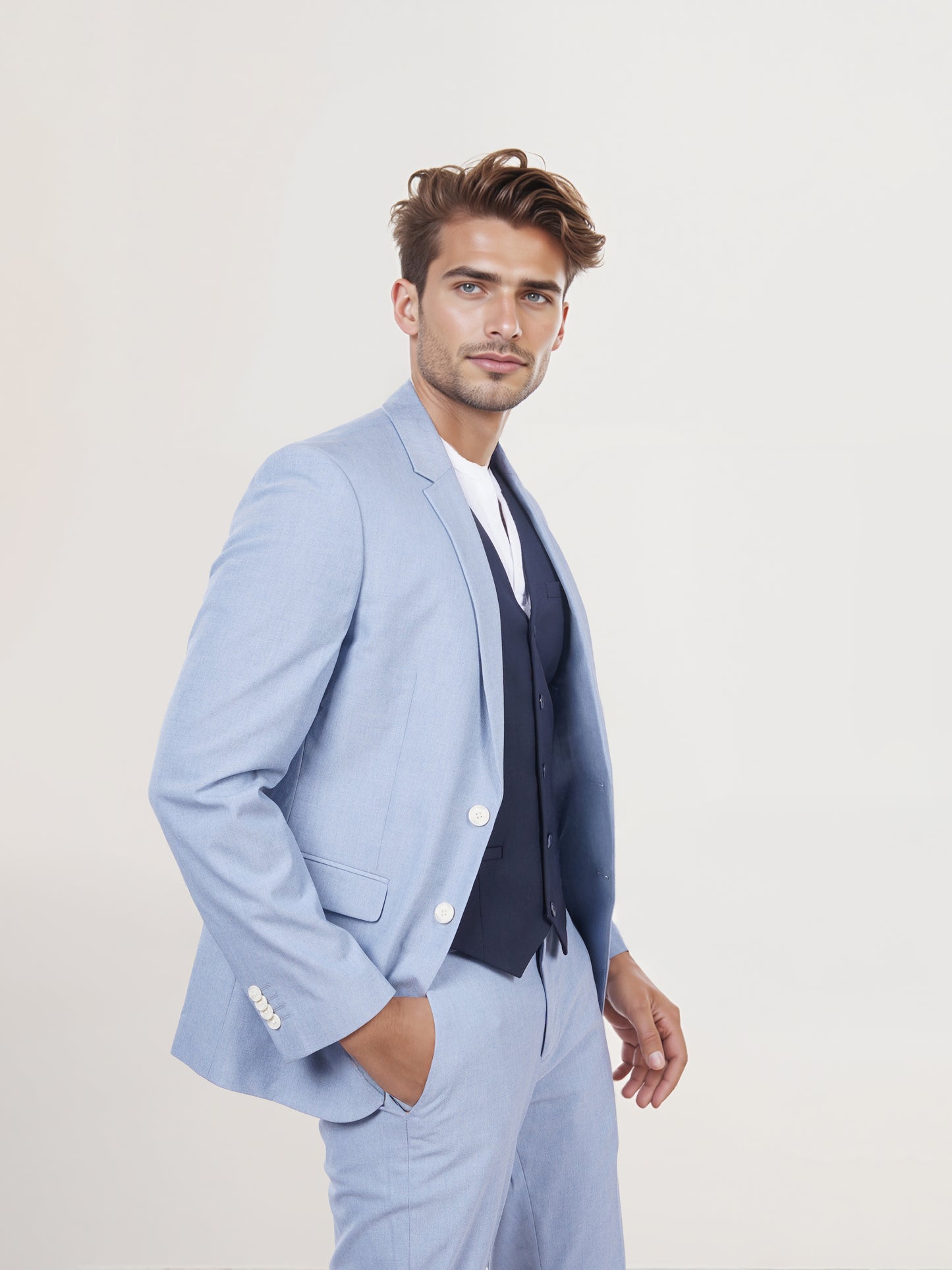 Celio* Men Blue Solid Slim Fit Polyester Blend Jacket
