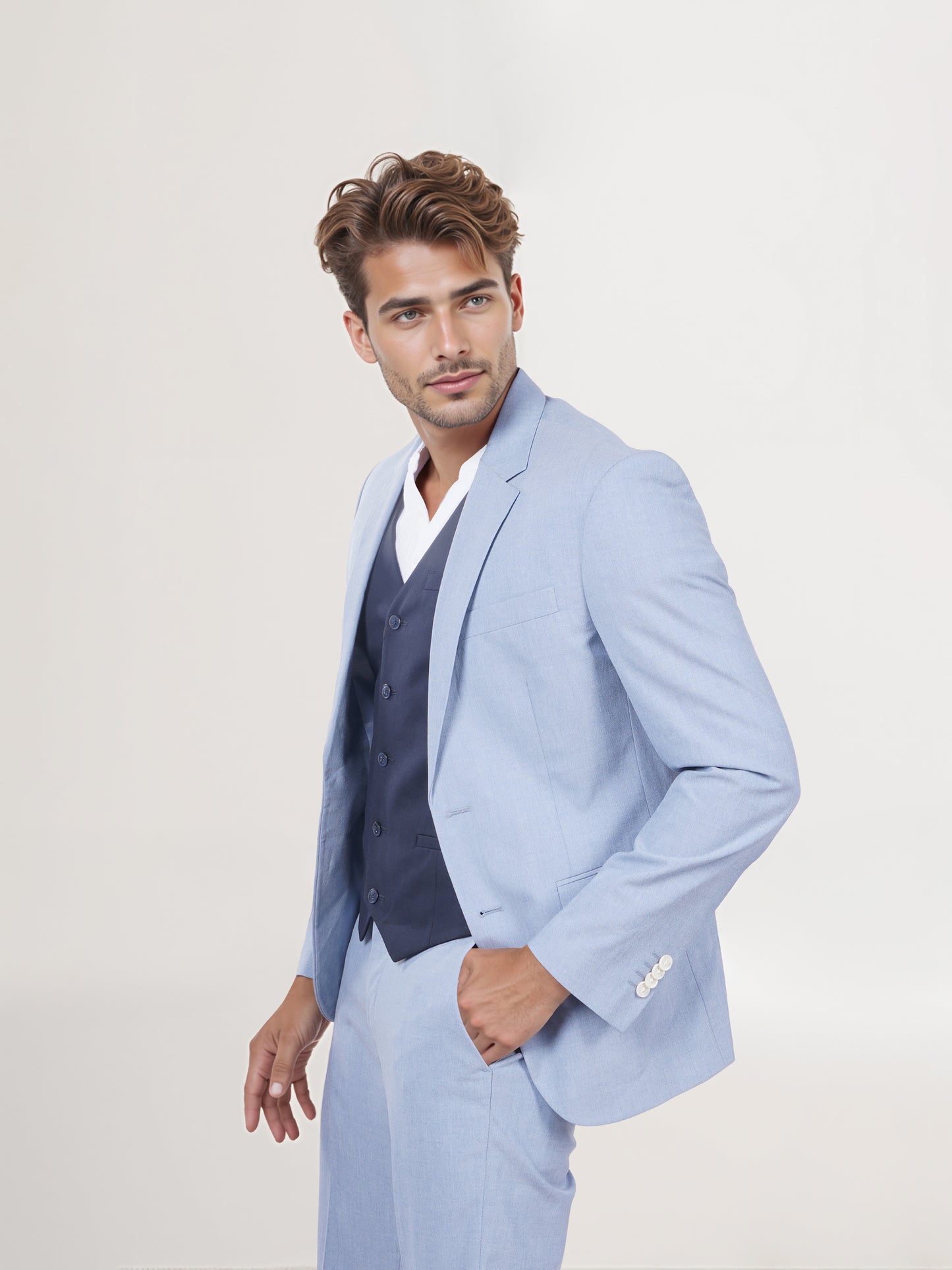 Celio* Men Blue Solid Slim Fit Polyester Blend Jacket