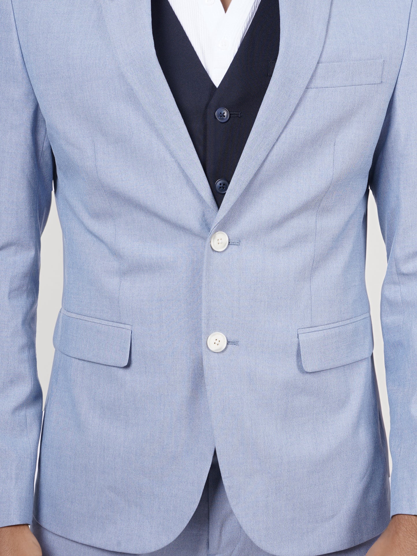 Celio* Men Blue Solid Slim Fit Polyester Blend Jacket