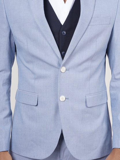 Celio* Men Blue Solid Slim Fit Polyester Blend Jacket