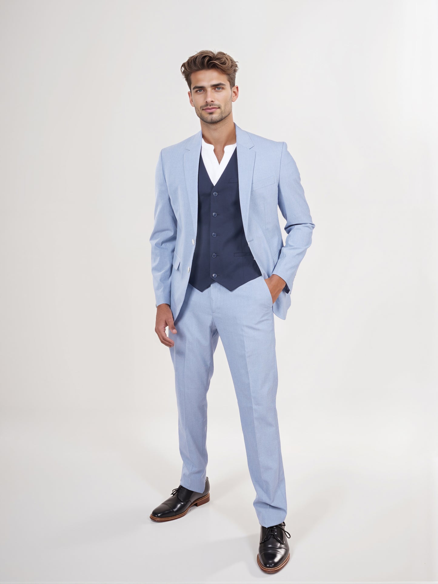 Celio* Men Blue Solid Slim Fit Polyester Blend Jacket