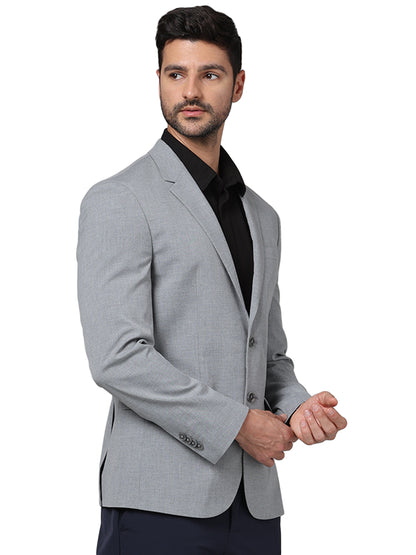 Grey Solid Polyester Blazer