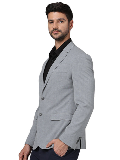 Grey Solid Polyester Blazer