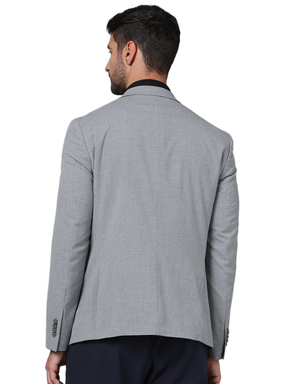 Grey Solid Polyester Blazer