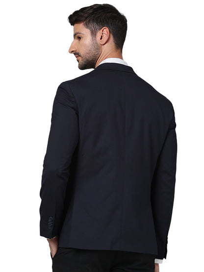 Blue Solid Polyester Blazer