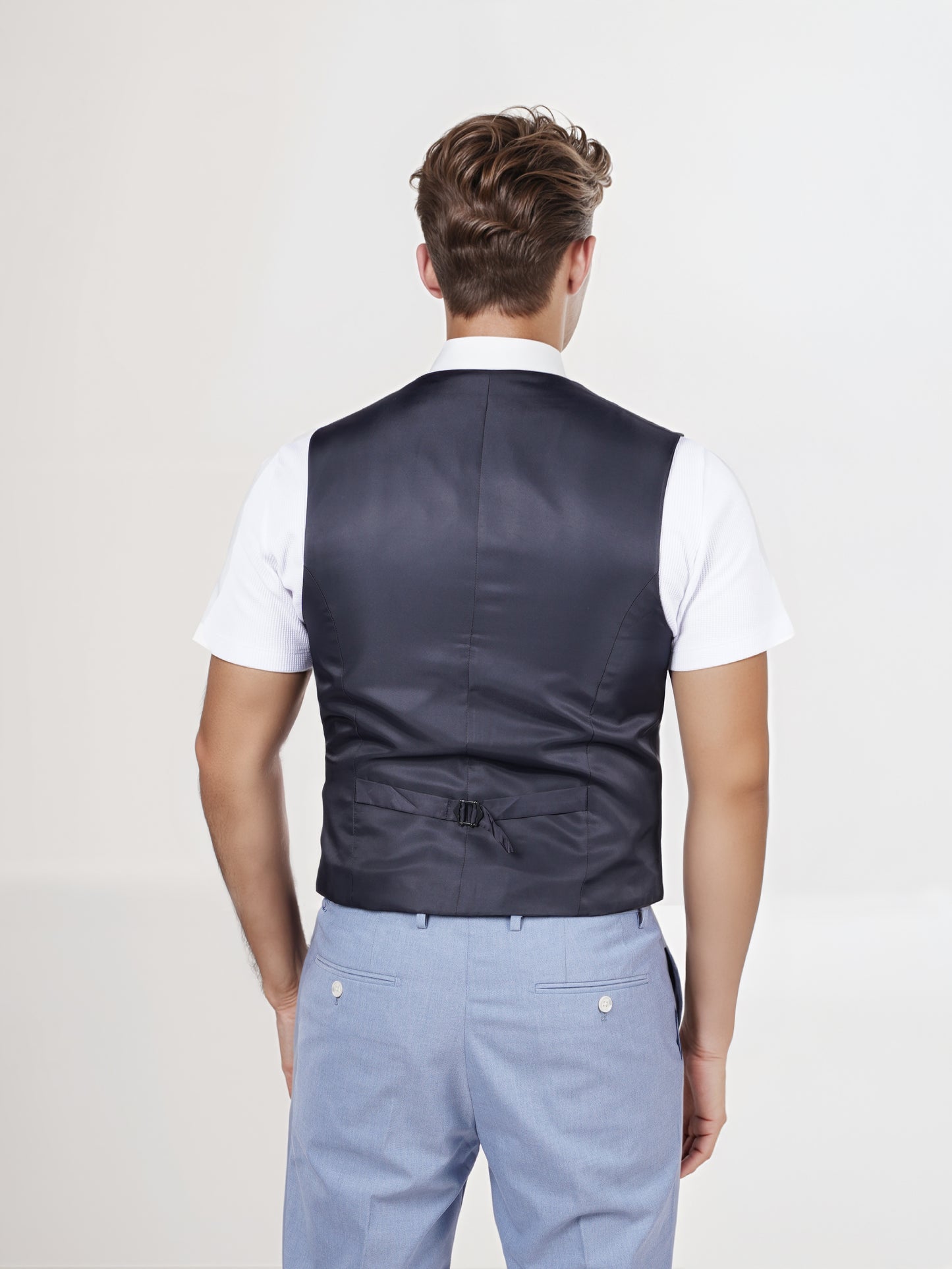 Celio* Men Blue Solid Regular Fit Polyester Blend Waistcoat