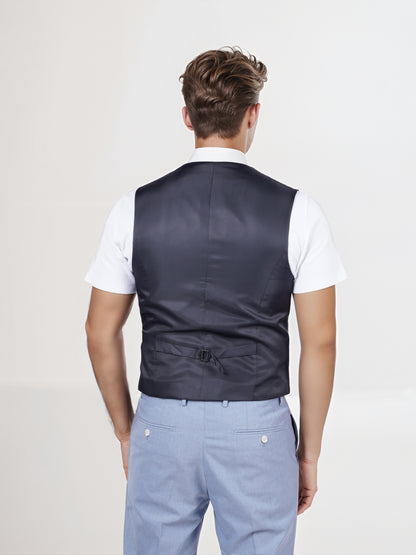 Celio* Men Blue Solid Regular Fit Polyester Blend Waistcoat