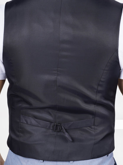 Celio* Men Blue Solid Regular Fit Polyester Blend Waistcoat